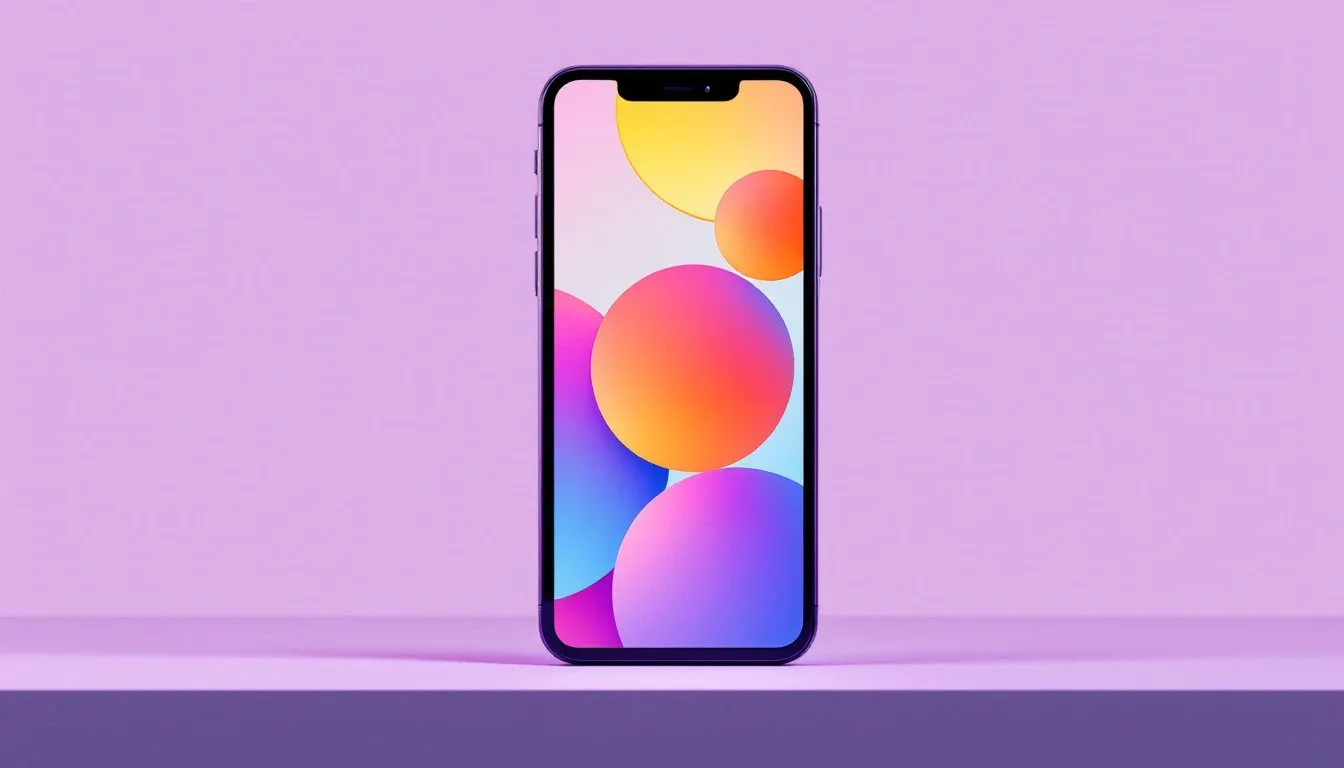 A smartphone displaying abstract colorful app shapes