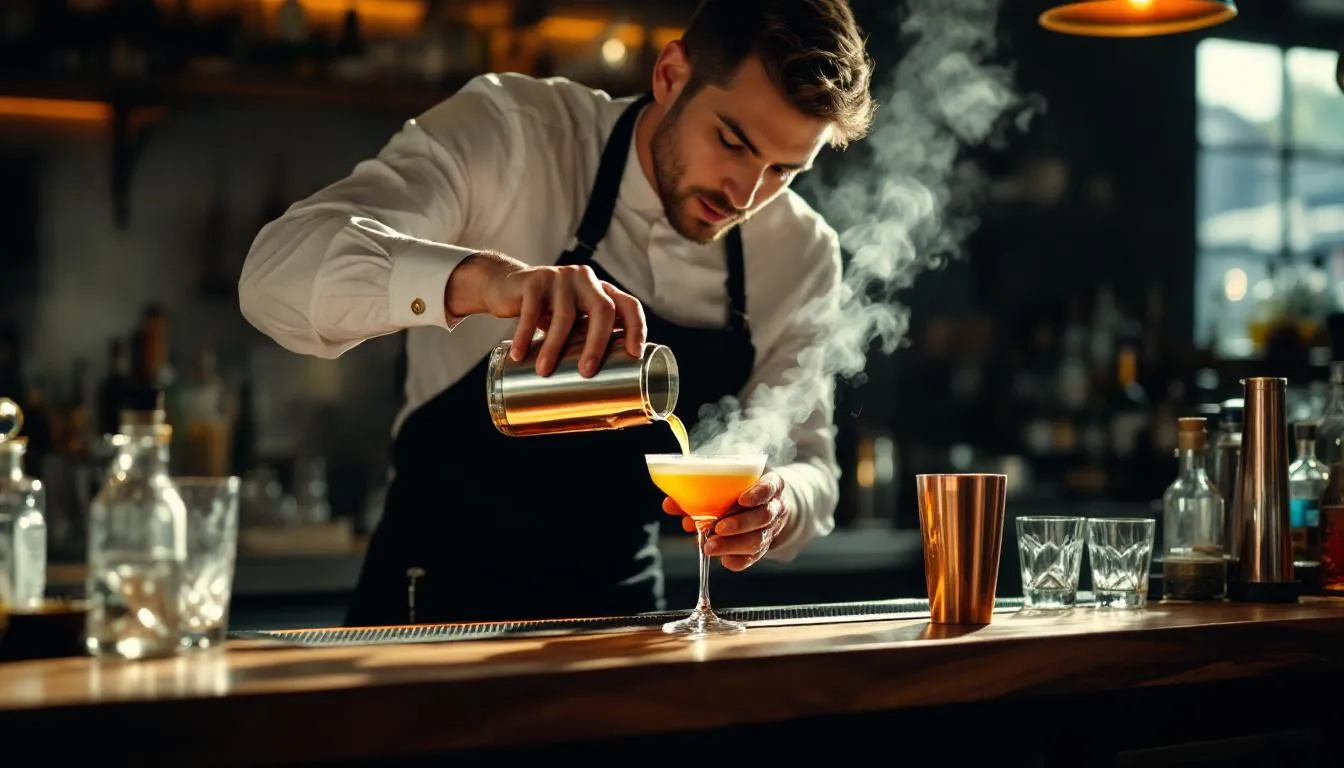 Editorial photograph representing the concept of bartending
