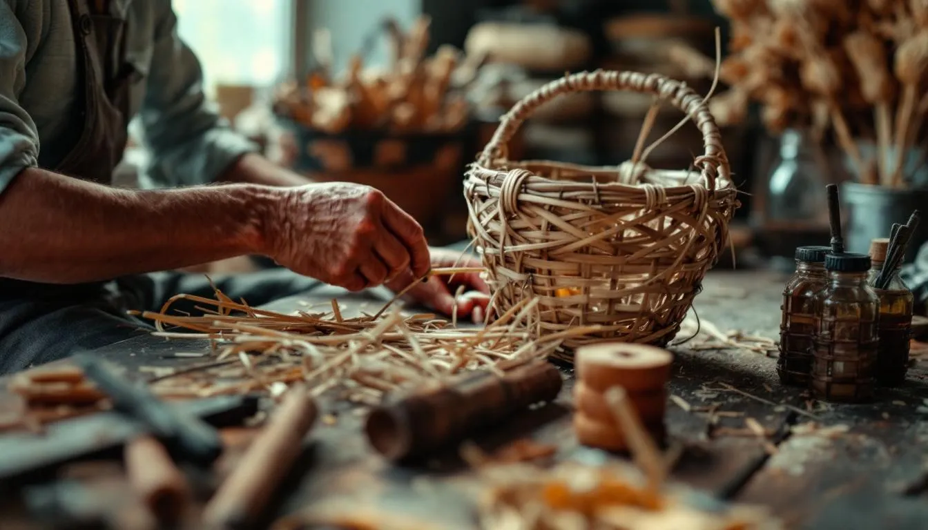 Editorial photograph representing the concept of basket weaving