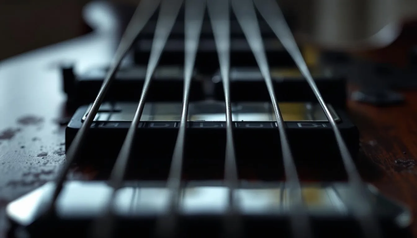 Editorial photograph representing the concept of bass guitar