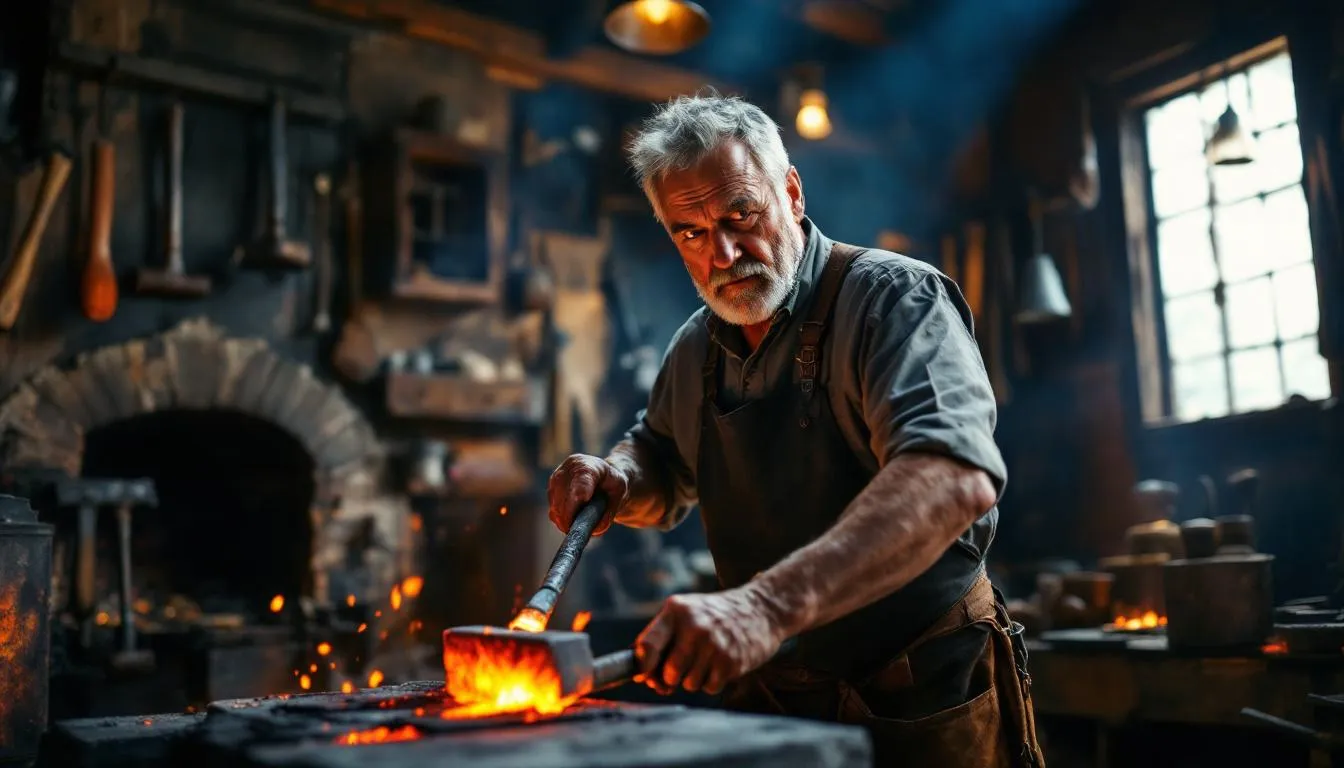 Editorial photograph representing the concept of blacksmithing