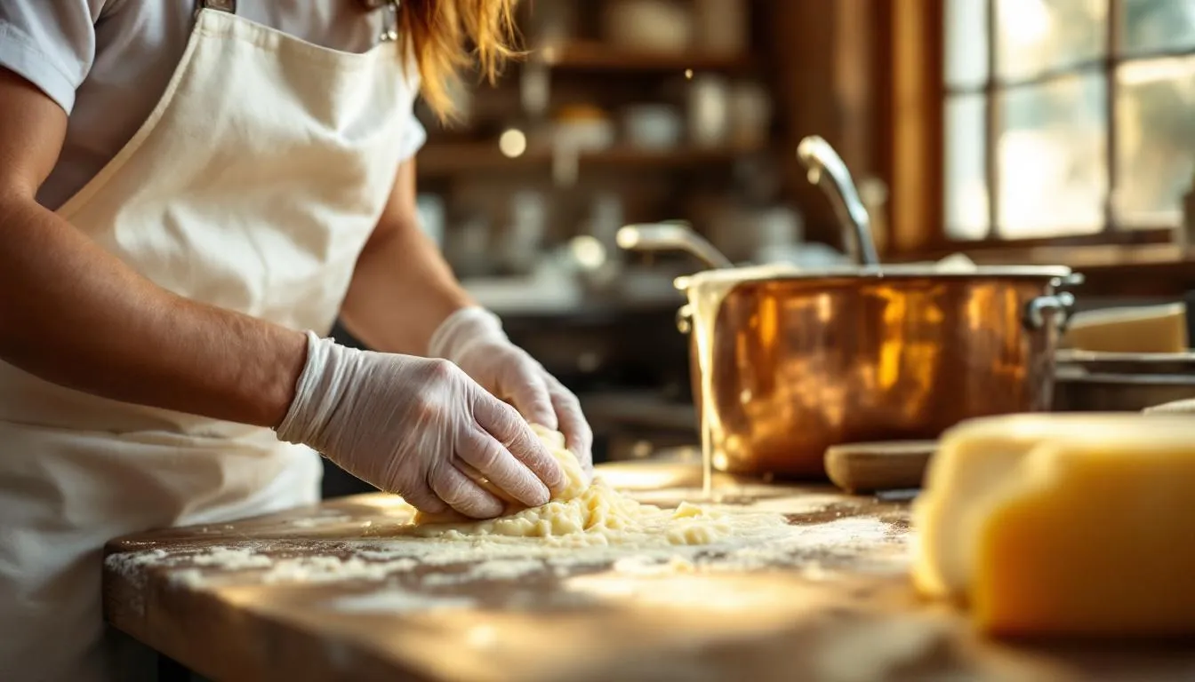 Editorial photograph representing the concept of cheese making