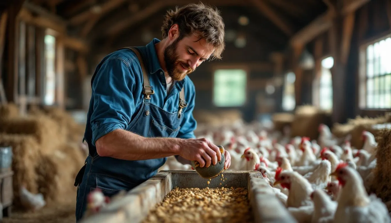 Editorial photograph representing the concept of chicken farming