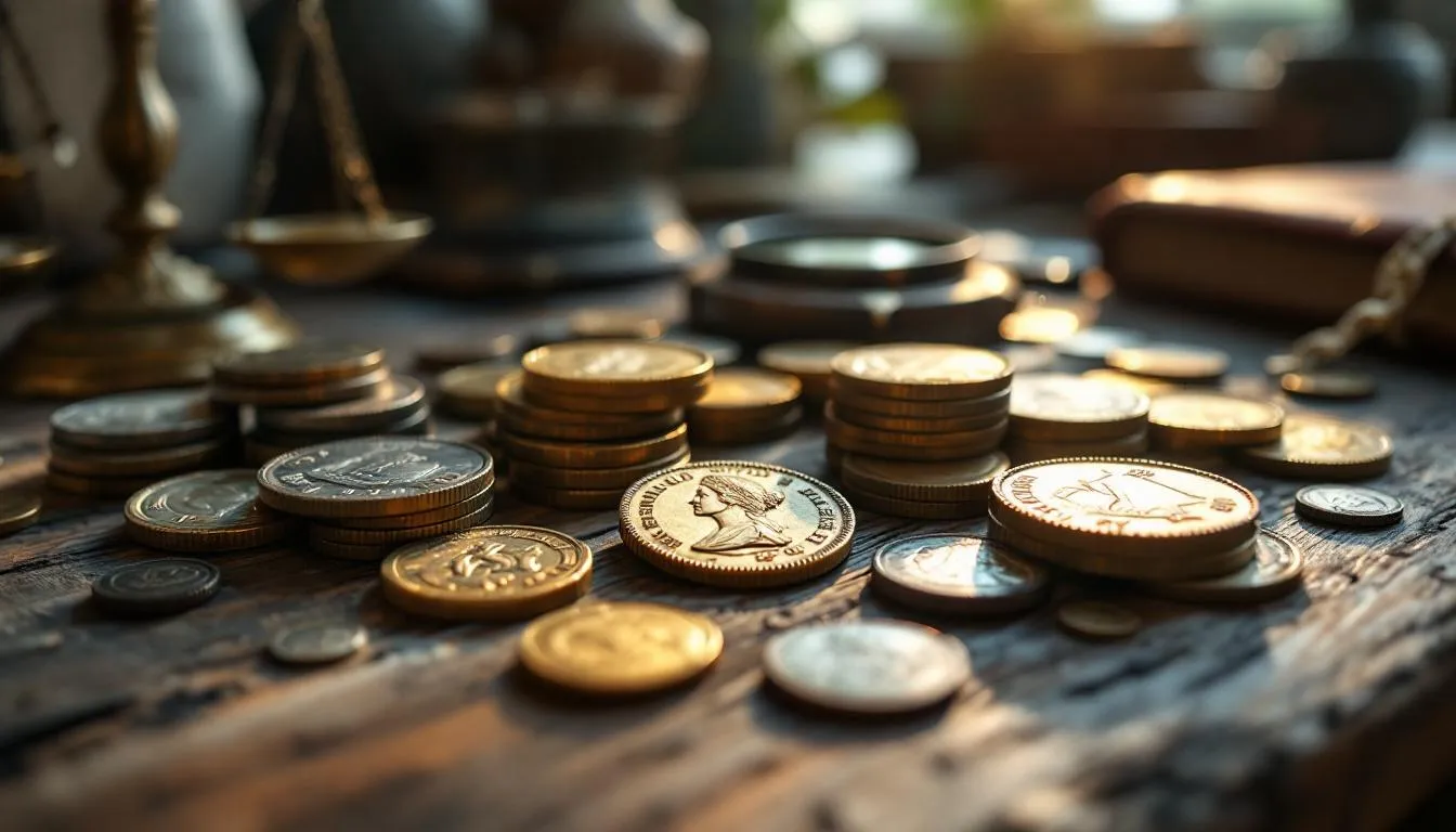 Editorial photograph representing the concept of coin collecting