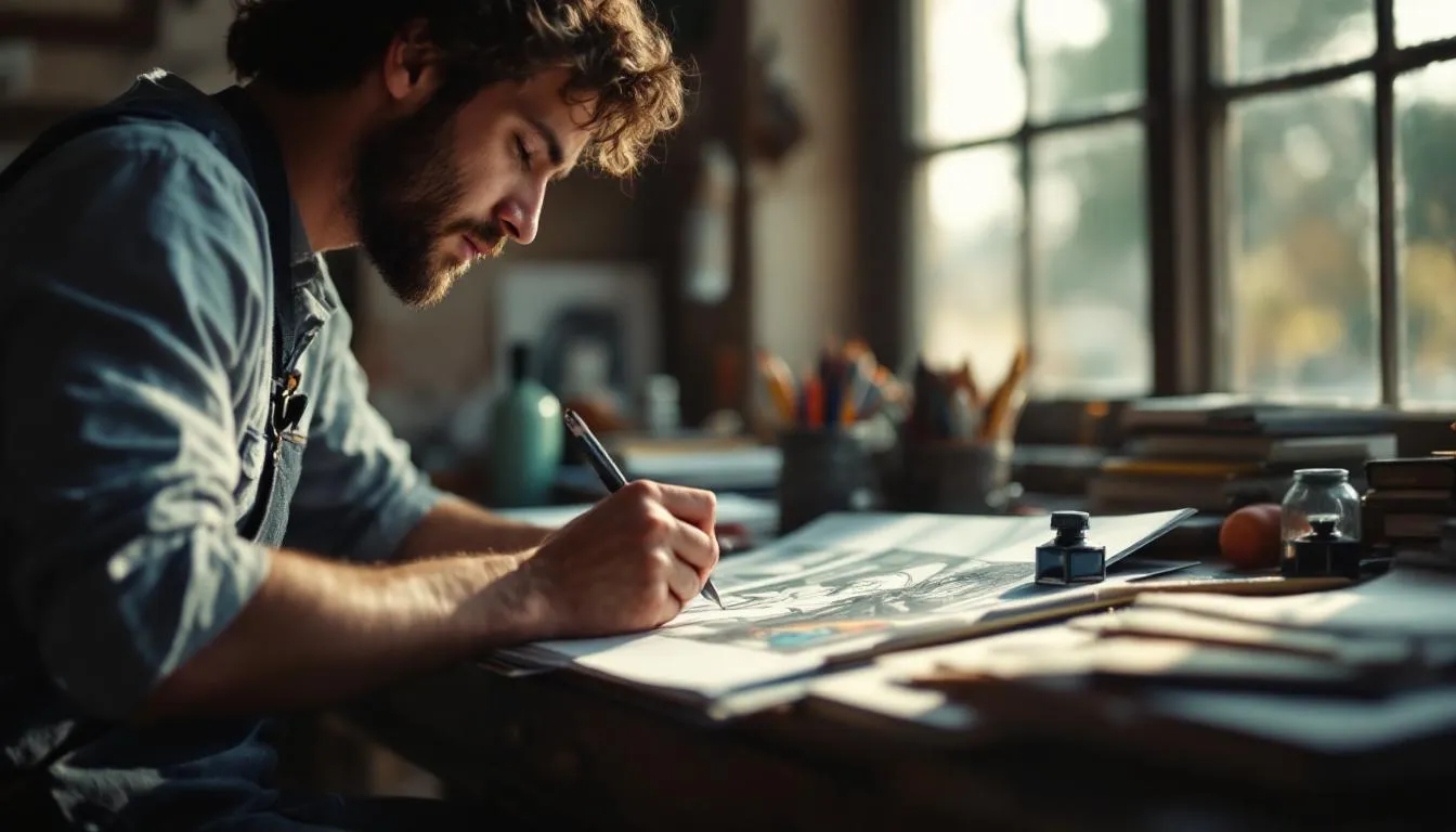 Editorial photograph representing the concept of comic book art