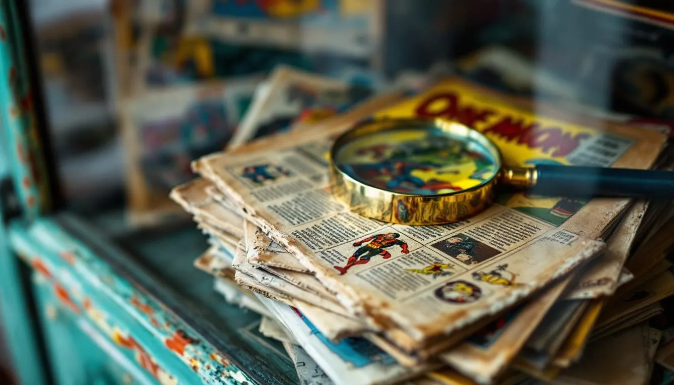 Editorial photograph representing the concept of comic book collecting