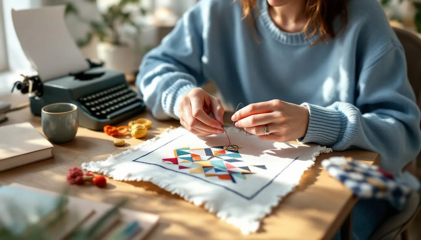 Editorial photograph representing the concept of cross-stitch