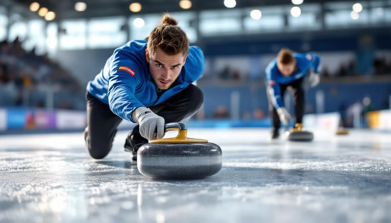 Editorial photograph representing the concept of curling