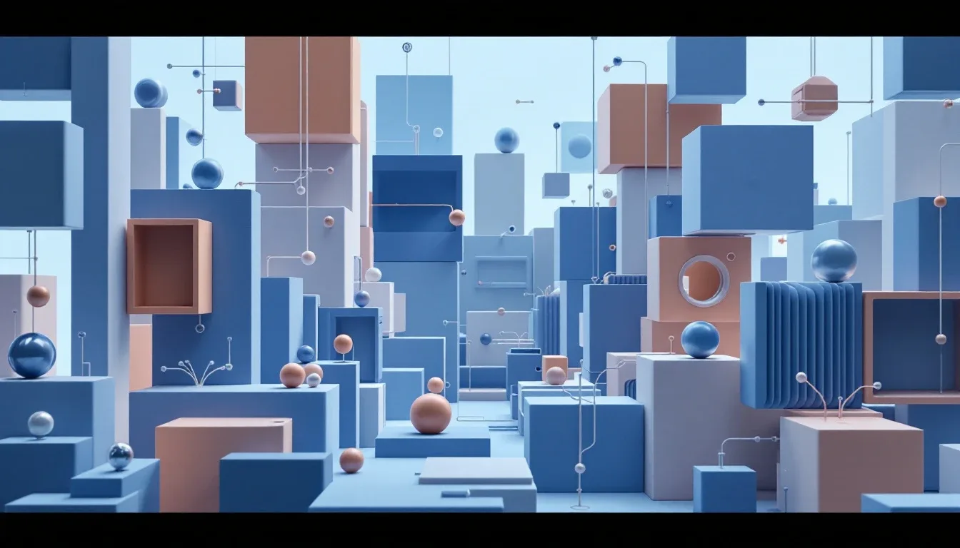 Abstract modular blocks and spheres connected into an ordered structure