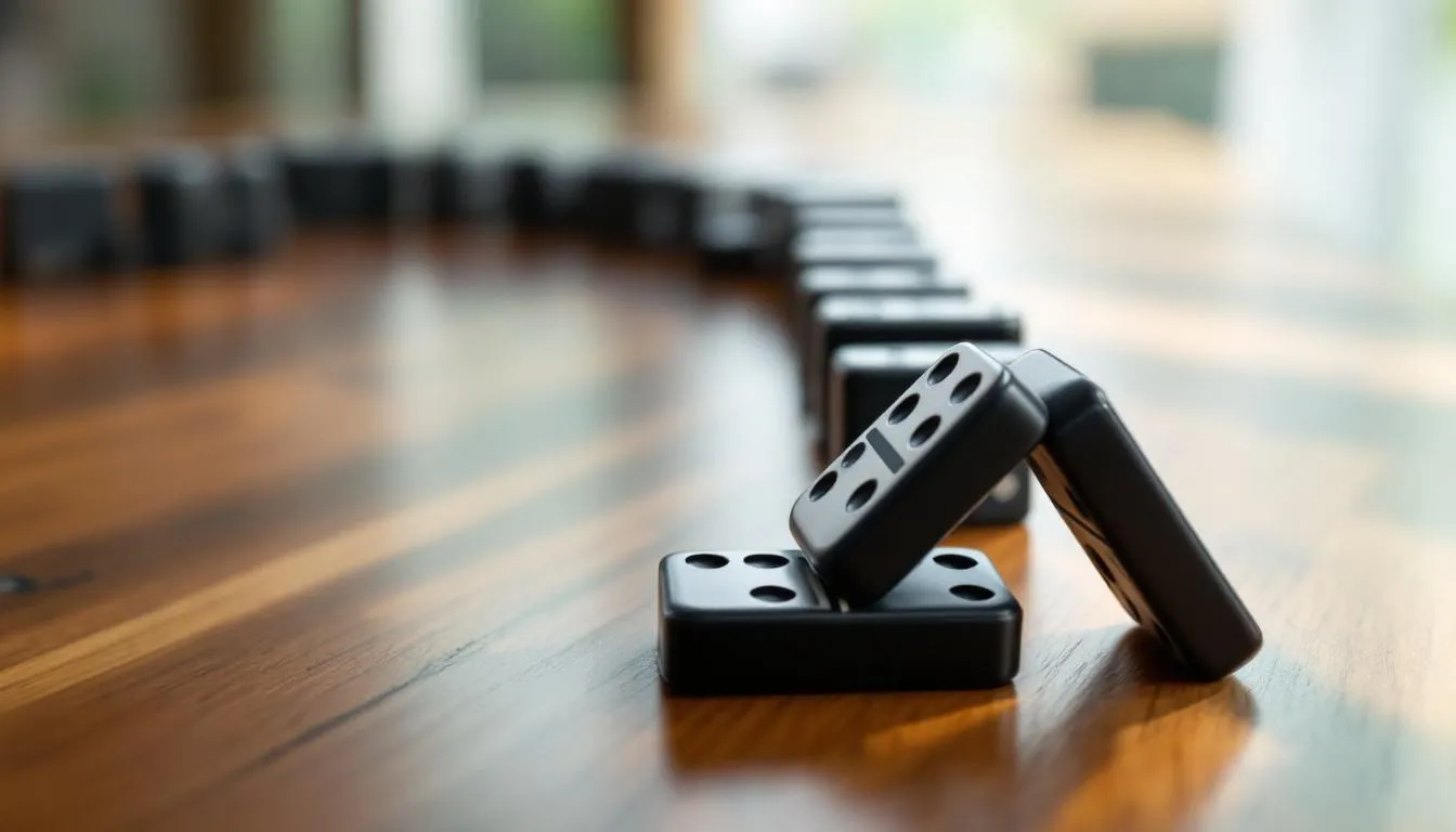 Editorial photograph representing the concept of dominoes
