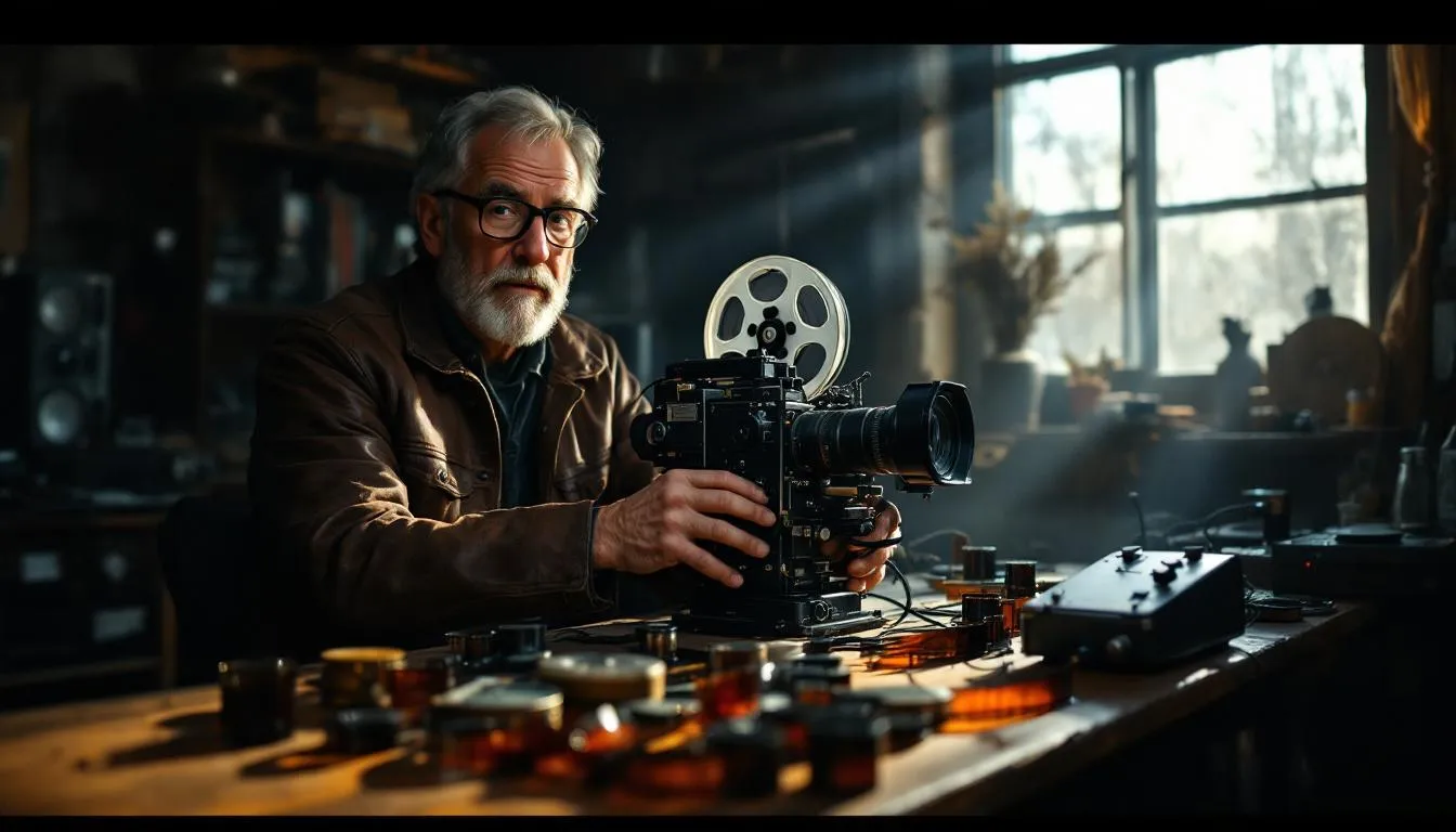 Editorial photograph representing the concept of film history