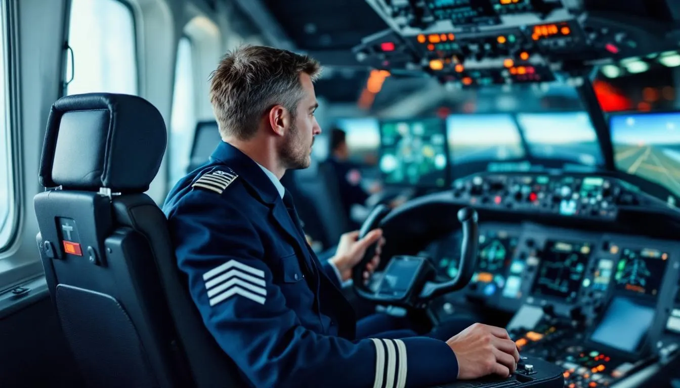 Editorial photograph representing the concept of flight simulation