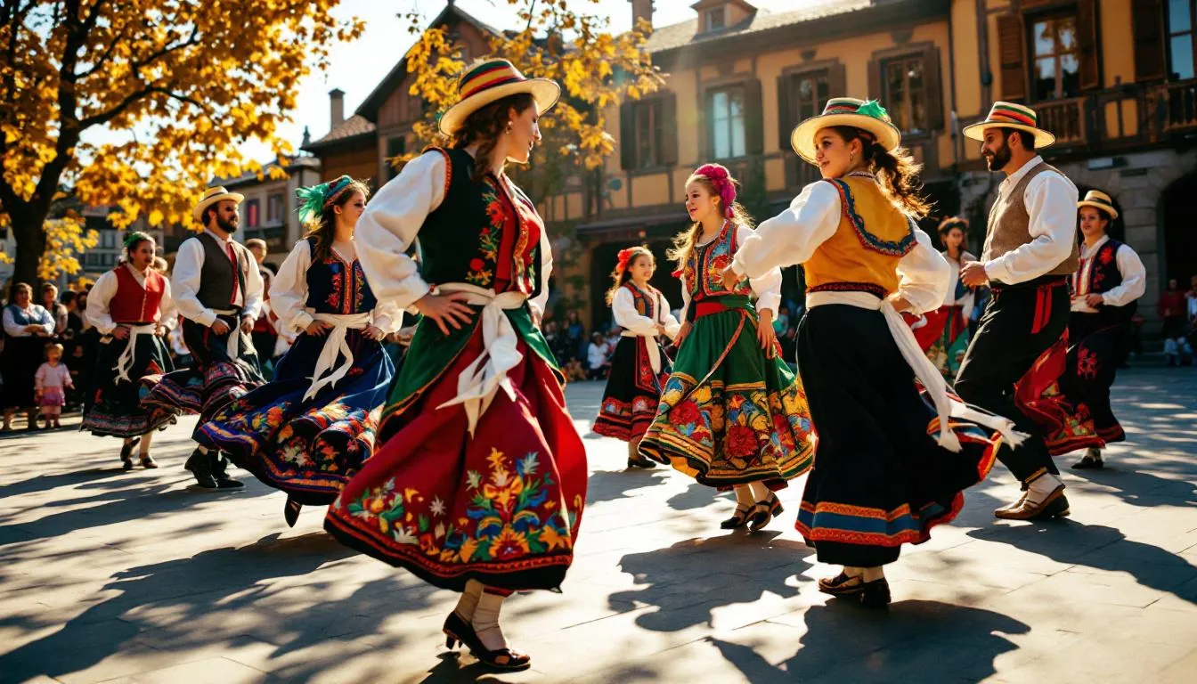 Editorial photograph representing the concept of folk dancing