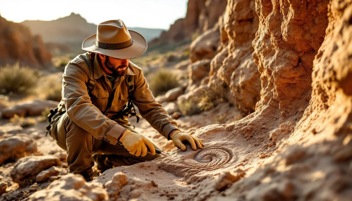 Editorial photograph representing the concept of fossil collecting