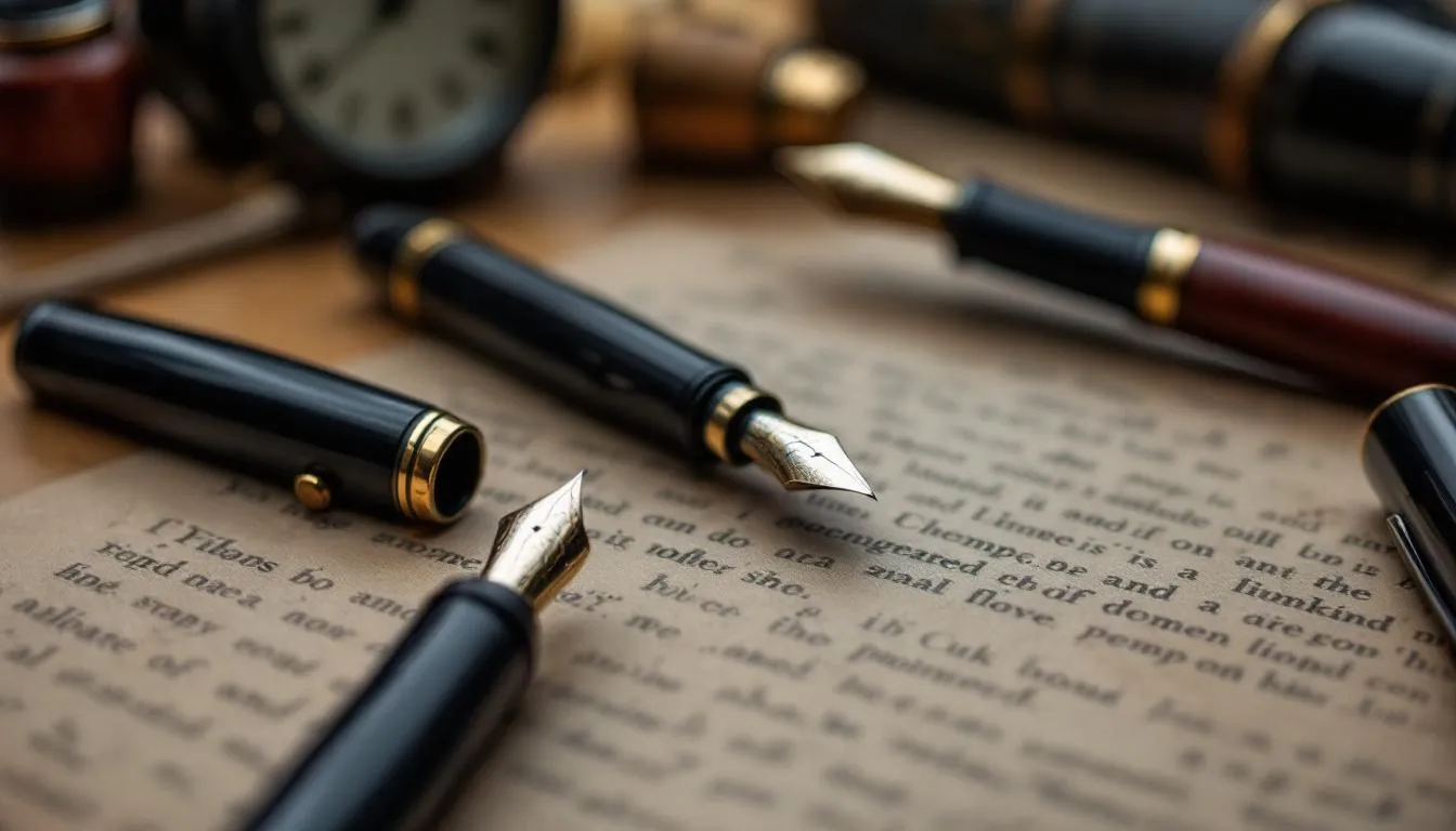 Editorial photograph representing the concept of fountain pen collecting