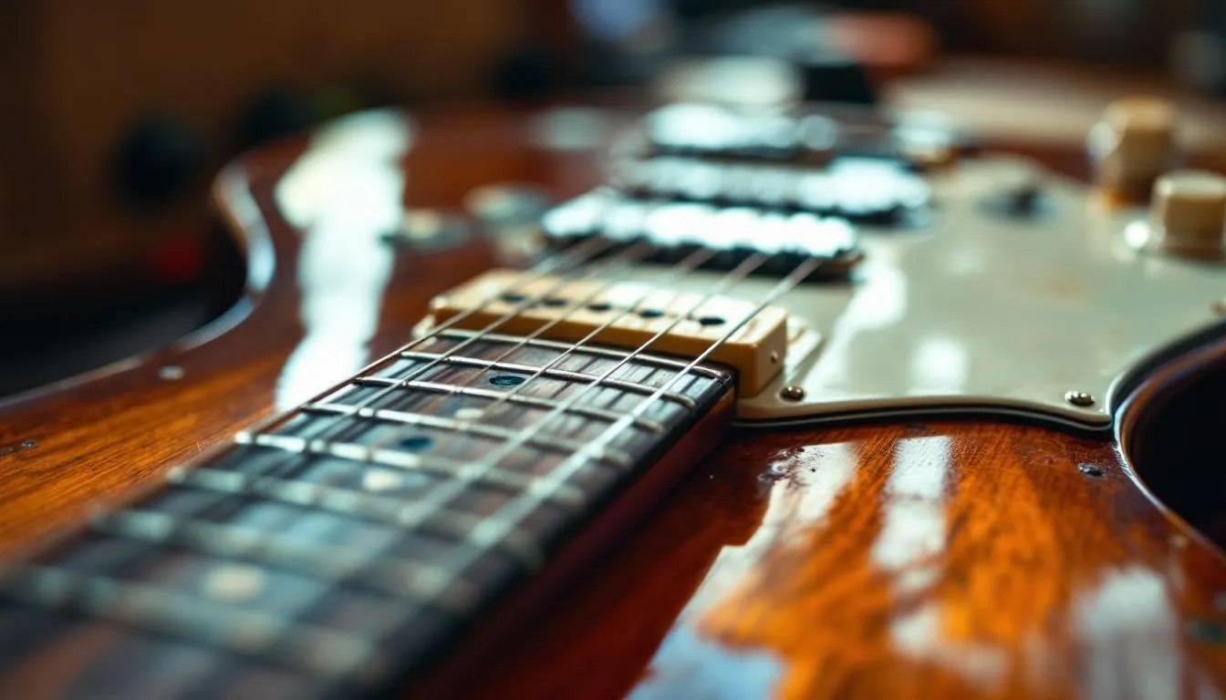 Editorial photograph representing the concept of a guitar