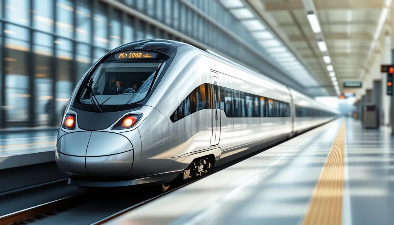 Editorial photograph representing the concept of high-speed rail