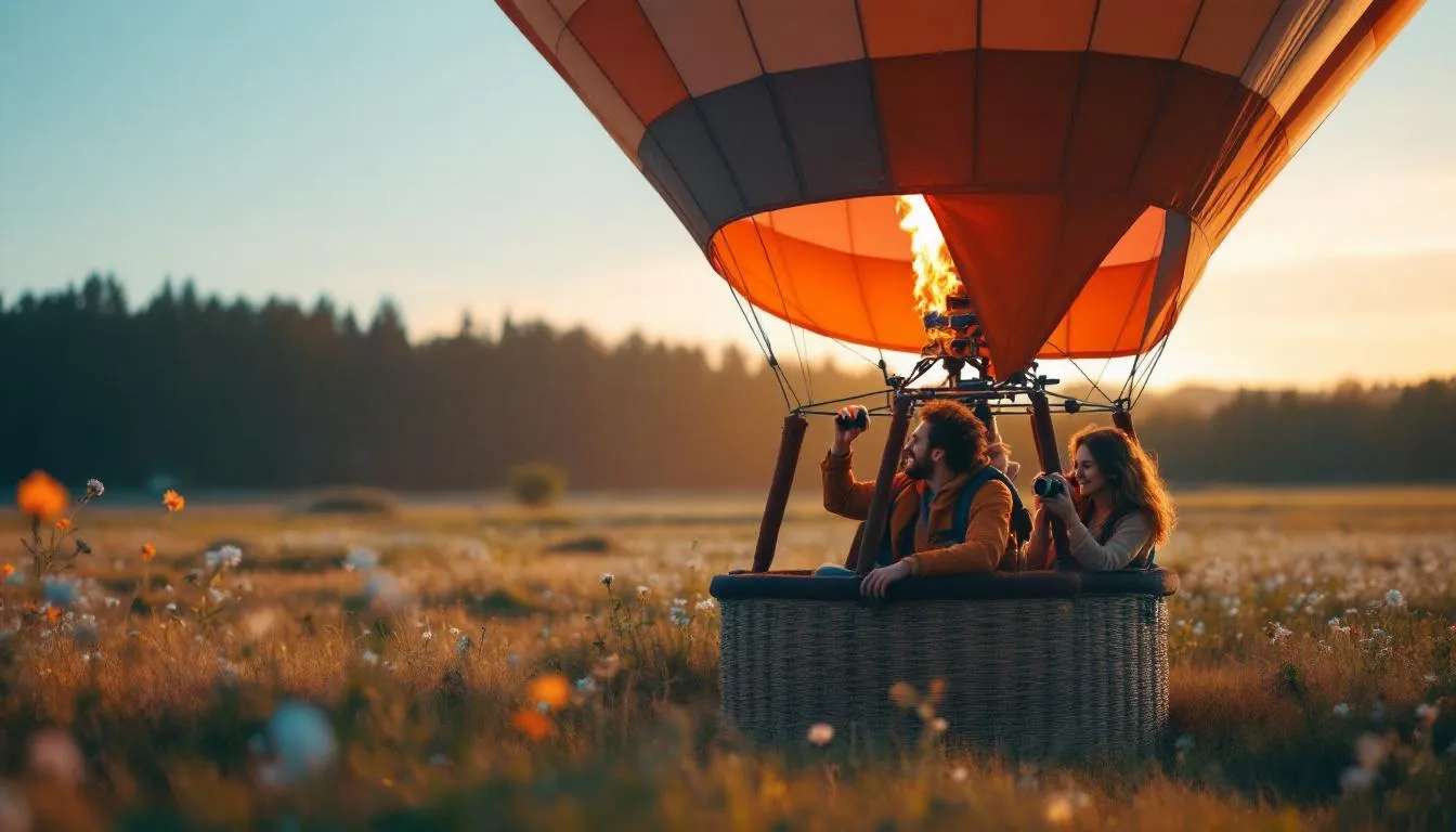 Editorial photograph representing the concept of hot air ballooning
