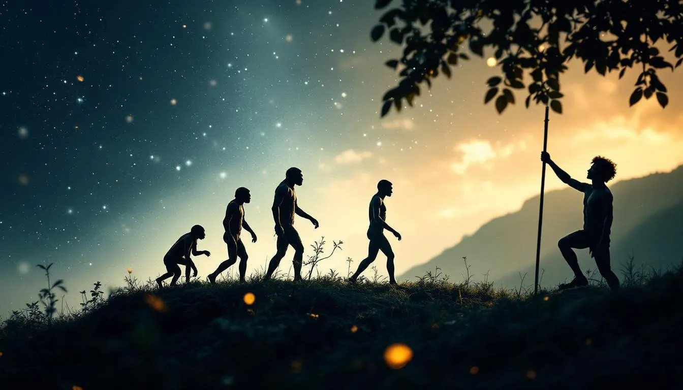 Editorial photograph representing the concept of human evolution