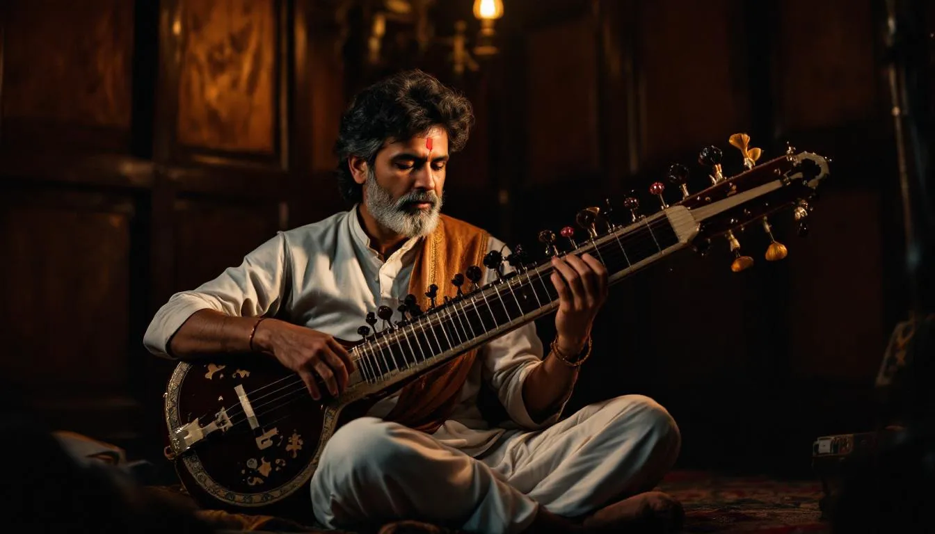 Editorial photograph representing the concept of indian classical music