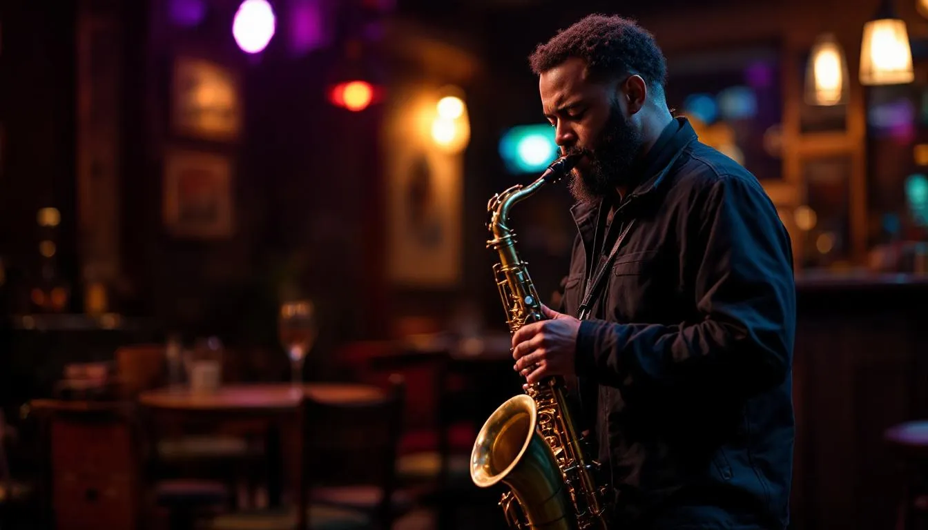 Editorial photograph representing the concept of jazz music
