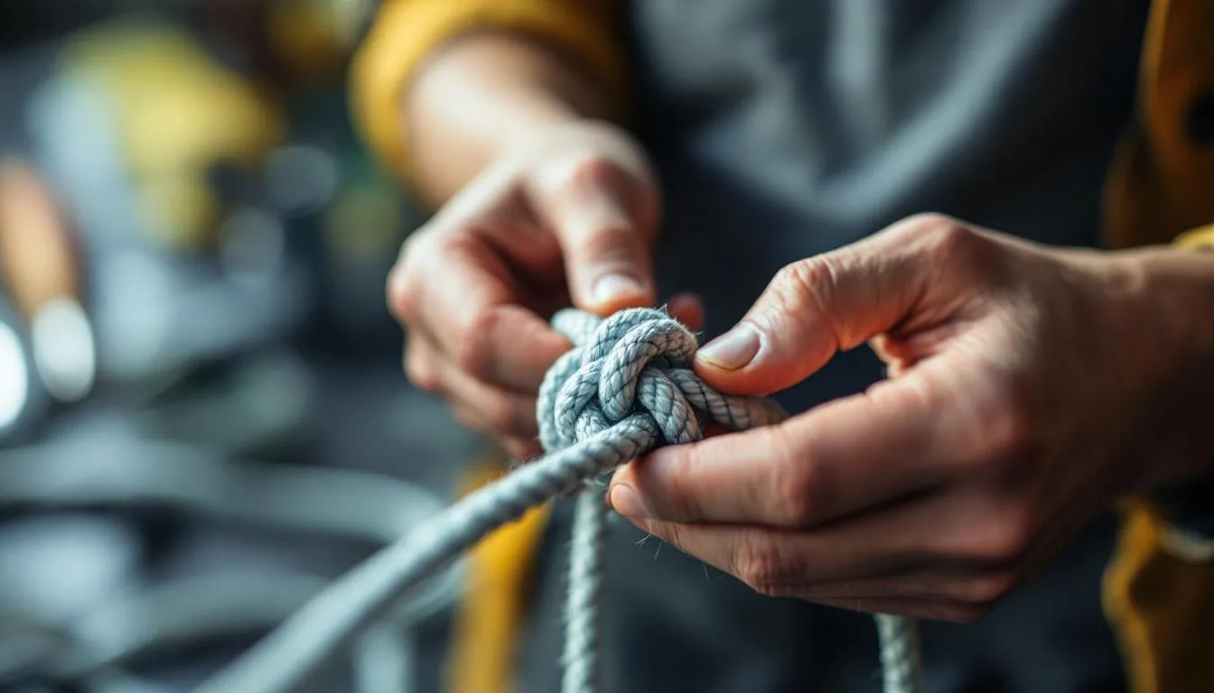 Editorial photograph representing the concept of knot tying