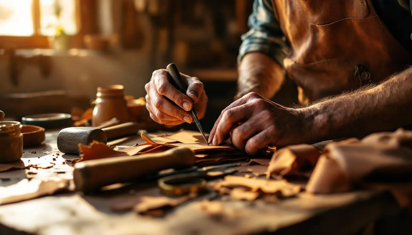 Editorial photograph representing the concept of leatherworking