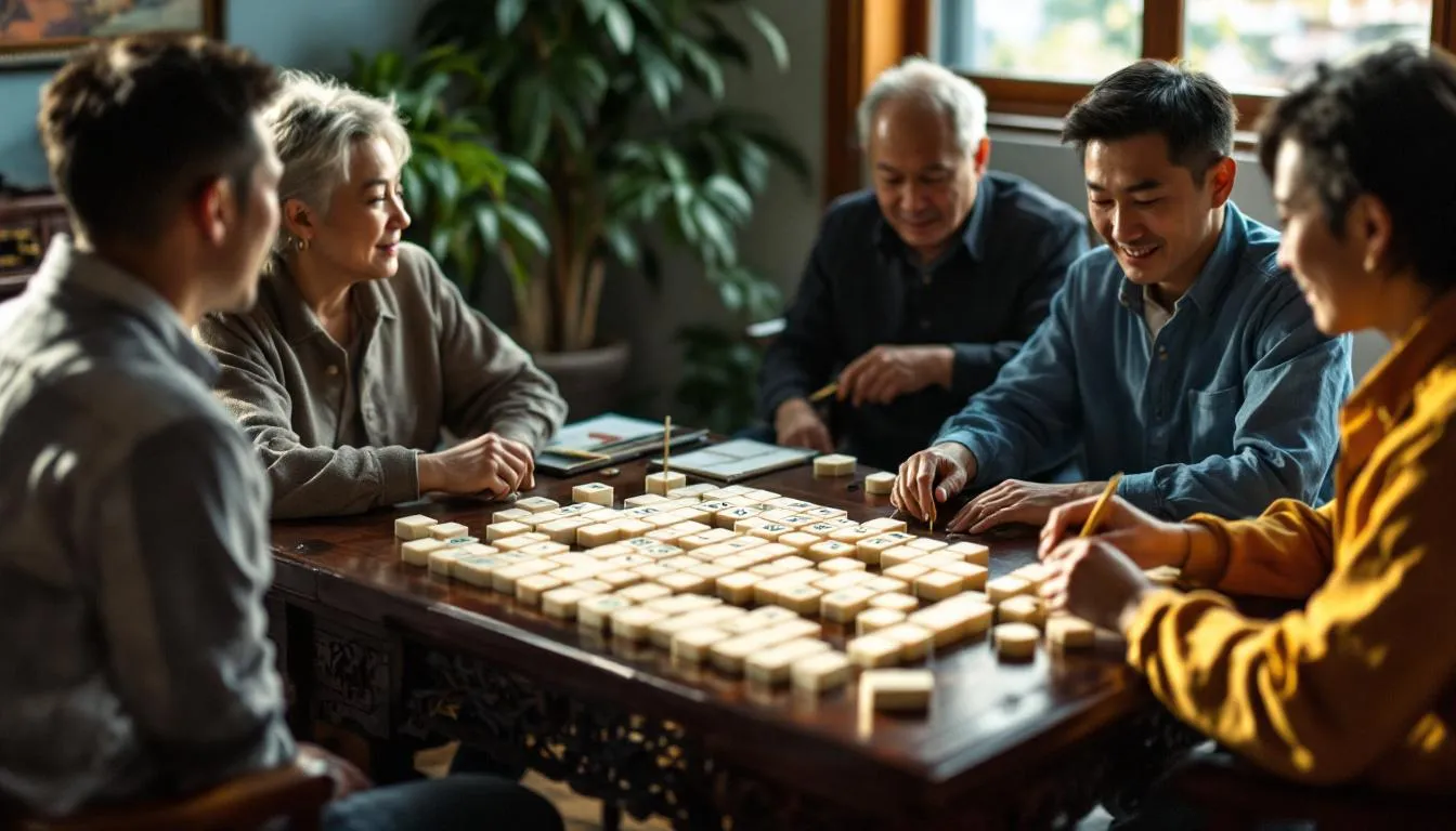 Editorial photograph representing the concept of mahjong