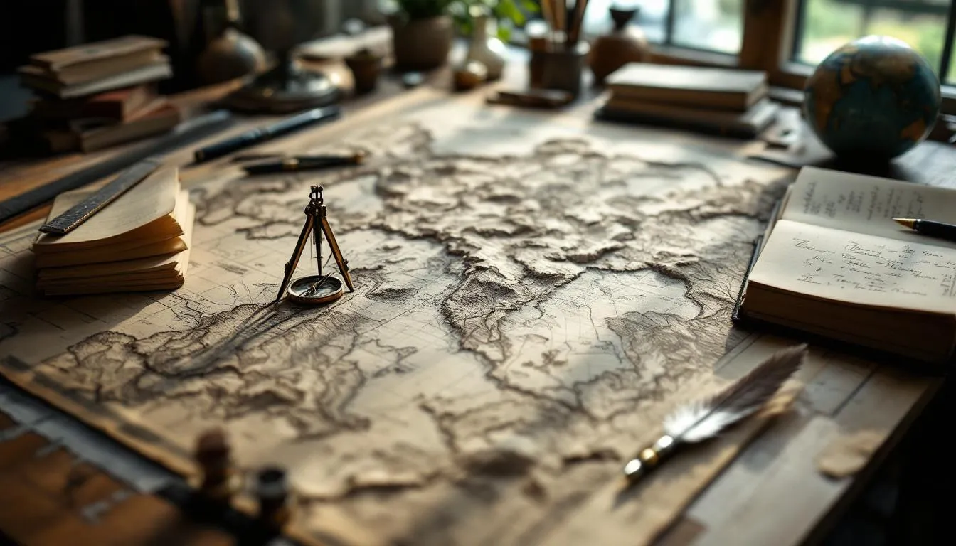 Editorial photograph representing the concept of mapmaking