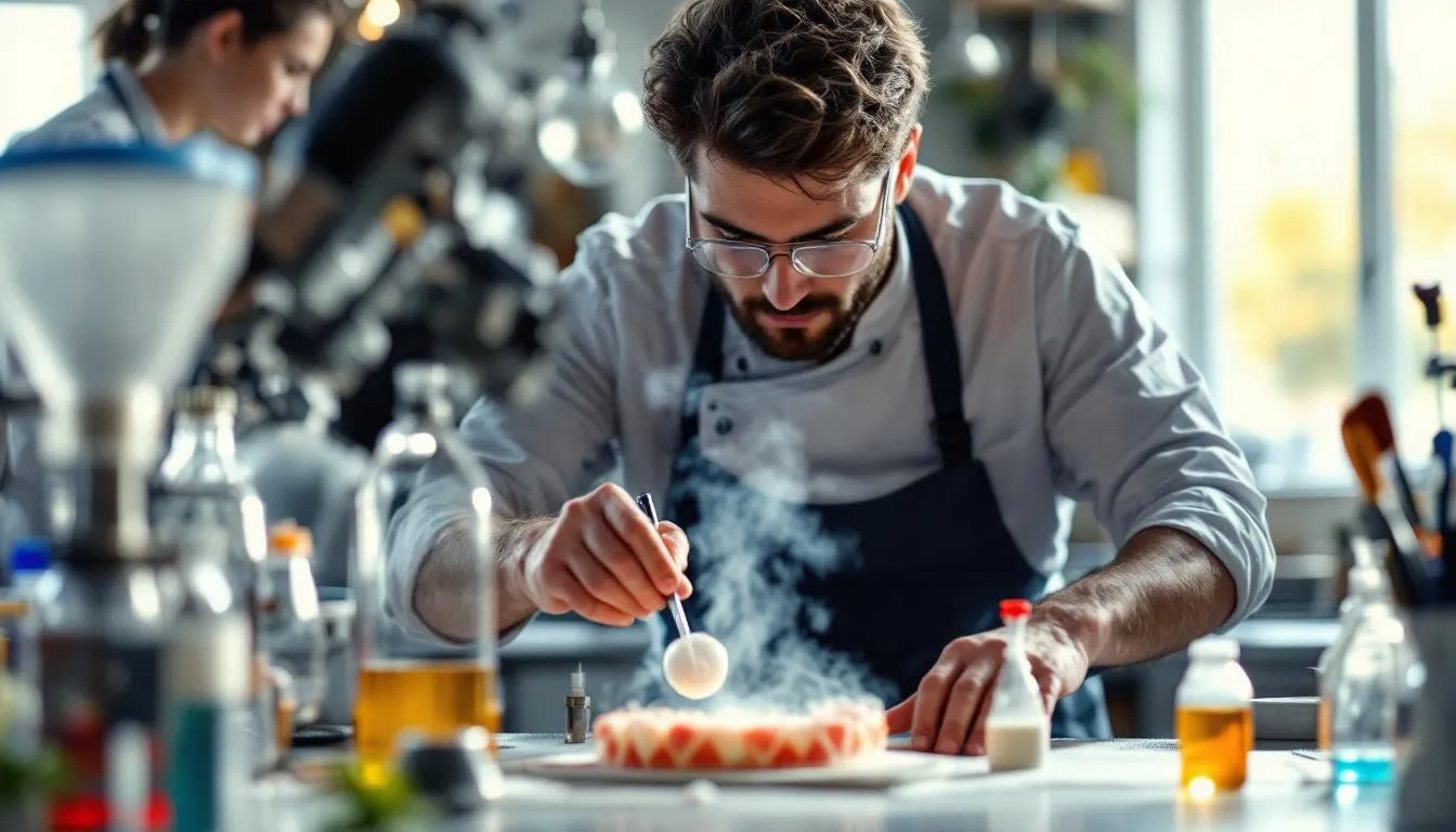 Editorial photograph representing the concept of molecular gastronomy