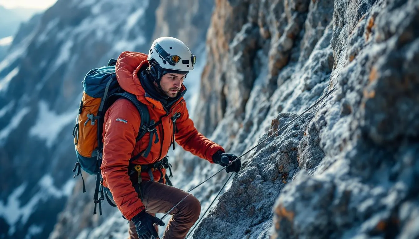 Editorial photograph representing the concept of mountaineering