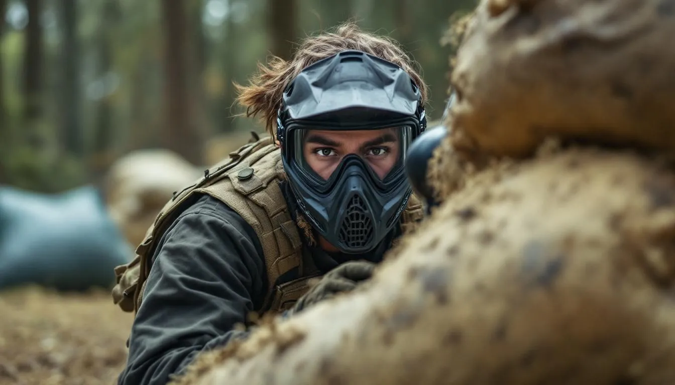 Editorial photograph representing the concept of paintball