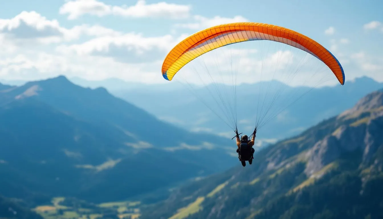 Editorial photograph representing the concept of paragliding