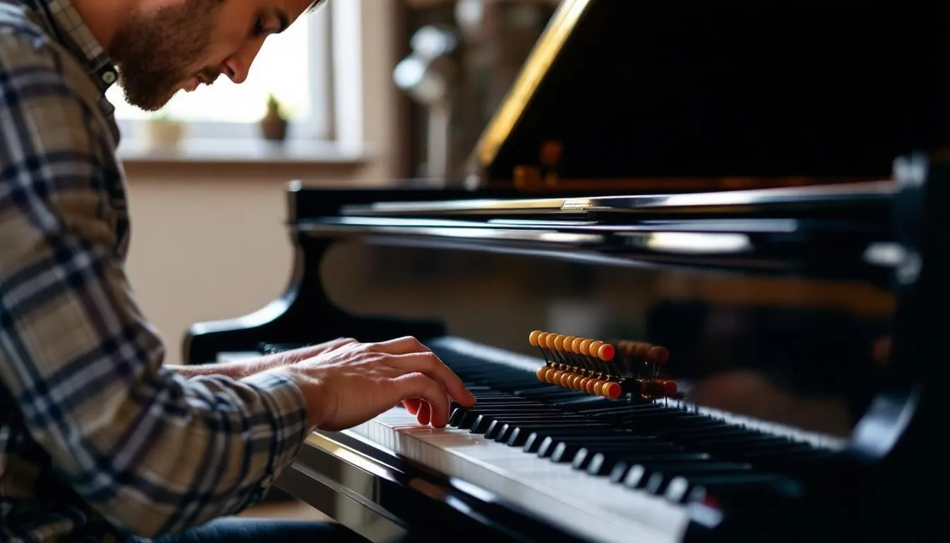 Editorial photograph representing the concept of piano tuning