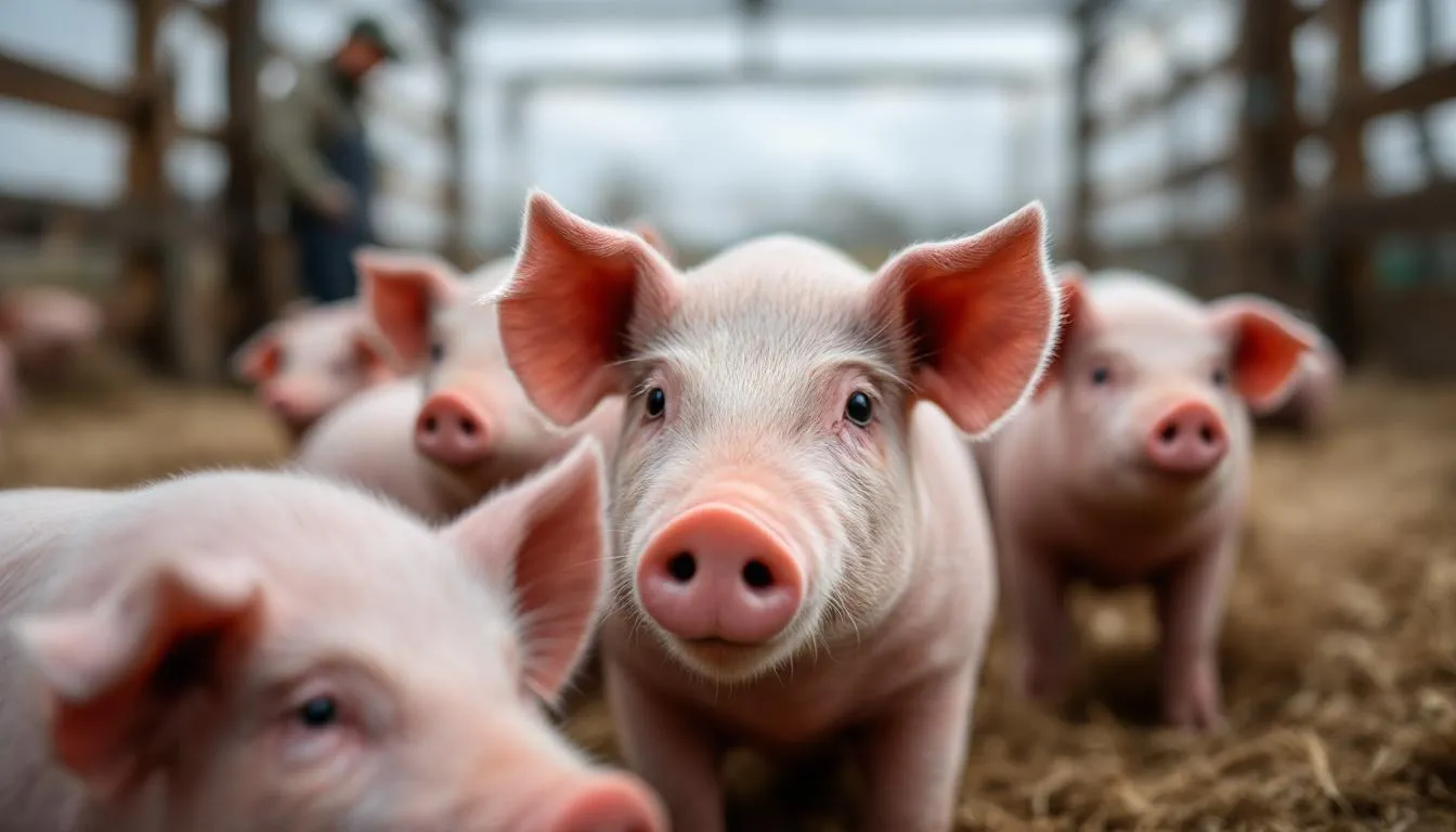 Editorial photograph representing the concept of pig farming