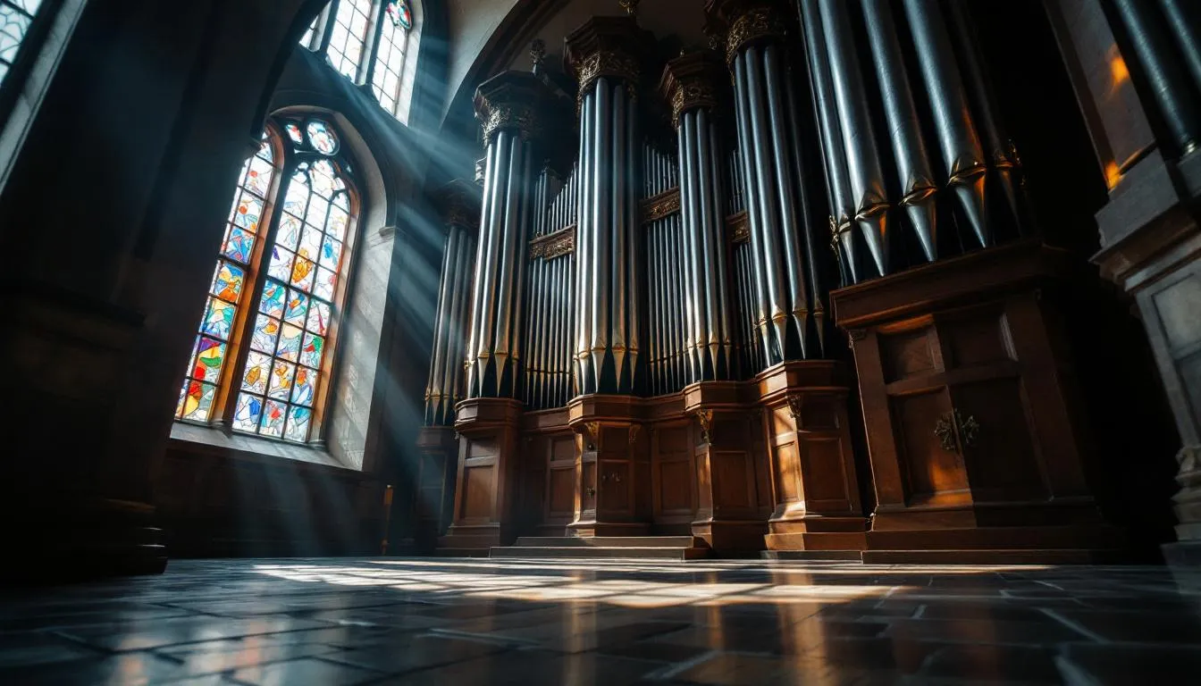 Editorial photograph representing the concept of a pipe organ