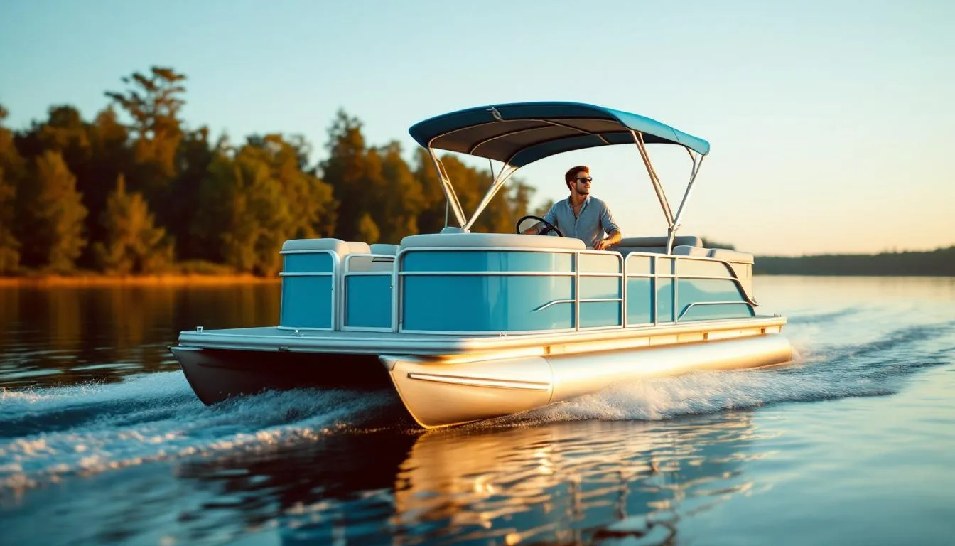 Editorial photograph representing the concept of pontoon boating