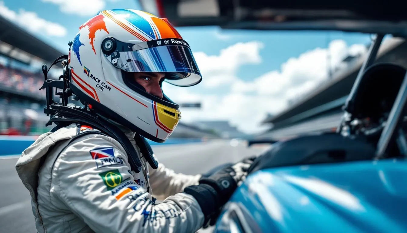 Editorial photograph representing the concept of race car driving