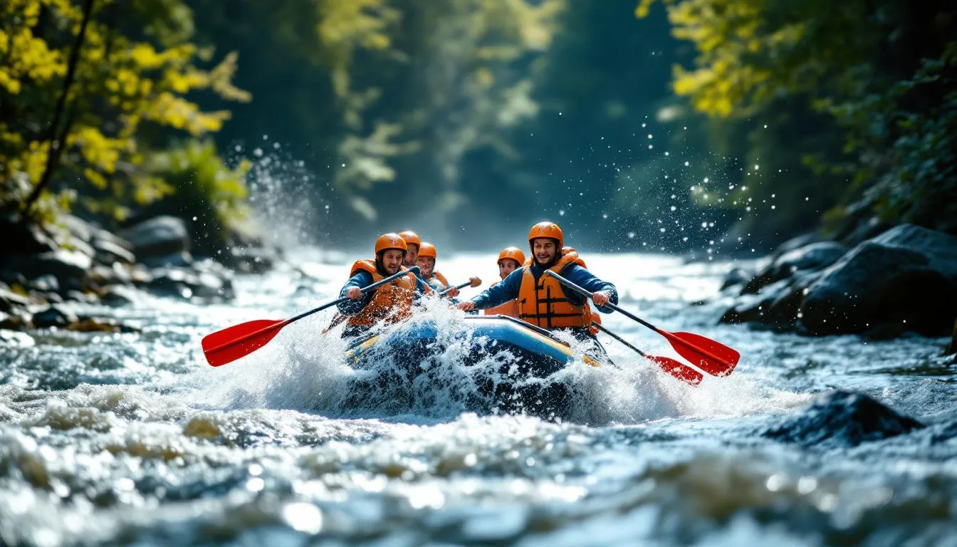 Editorial photograph representing the concept of rafting