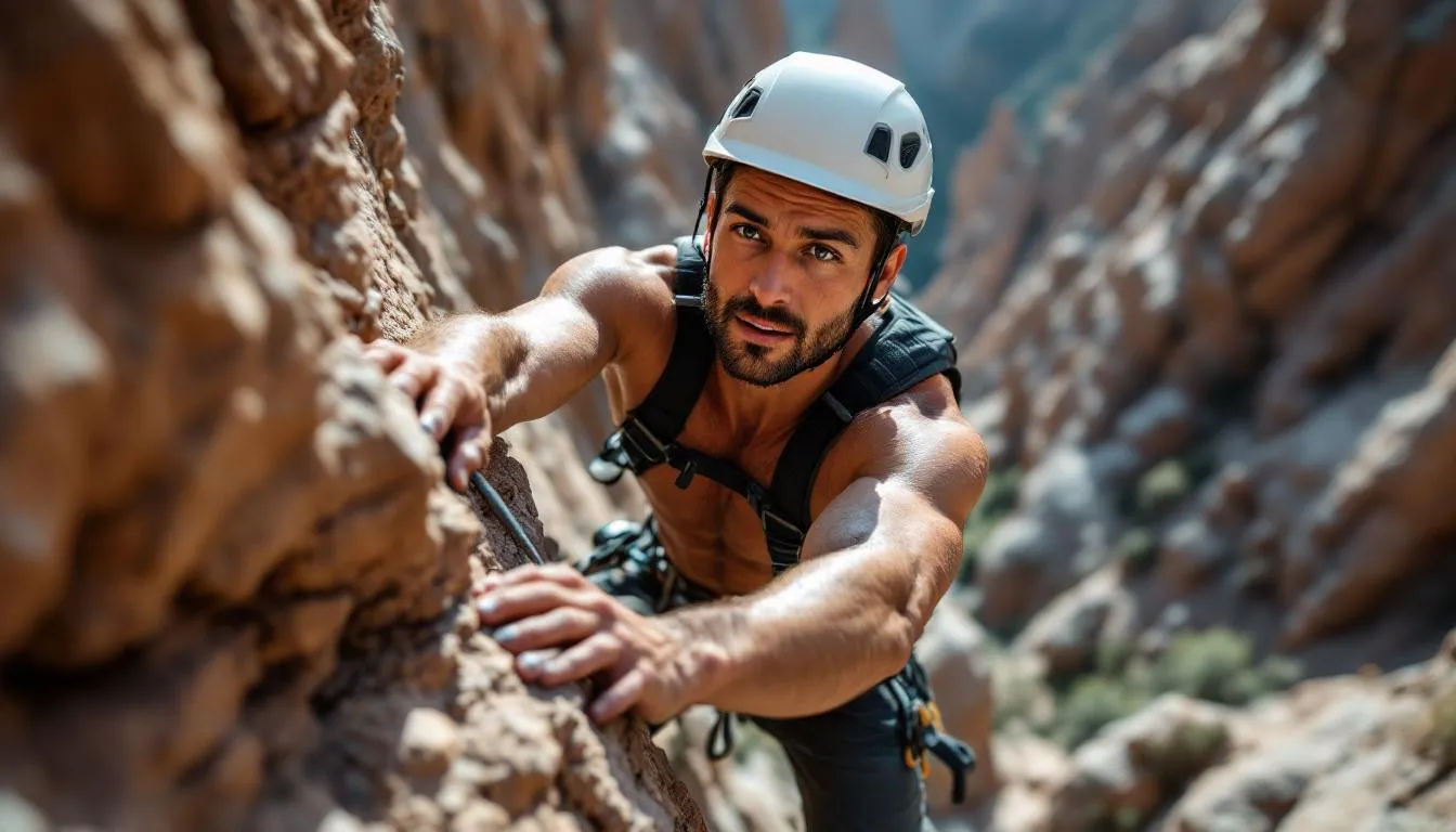 Editorial photograph representing the concept of rock climbing