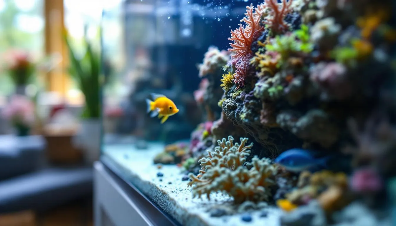 Editorial photograph representing the concept of saltwater aquariums
