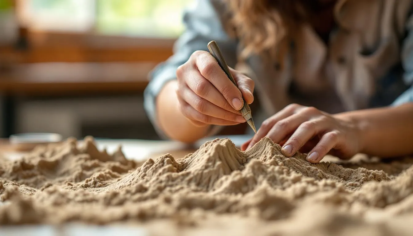 Editorial photograph representing the concept of sand art