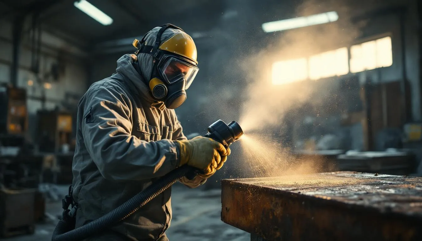 Editorial photograph representing the concept of sandblasting