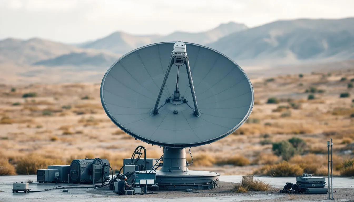 Editorial photograph representing the concept of satellite communication