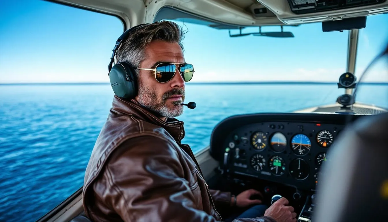 Editorial photograph representing the concept of seaplane piloting
