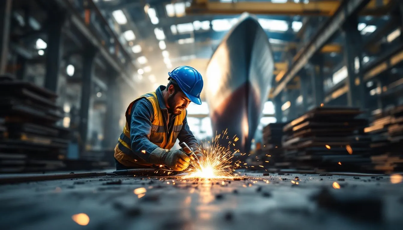 Editorial photograph representing the concept of shipbuilding