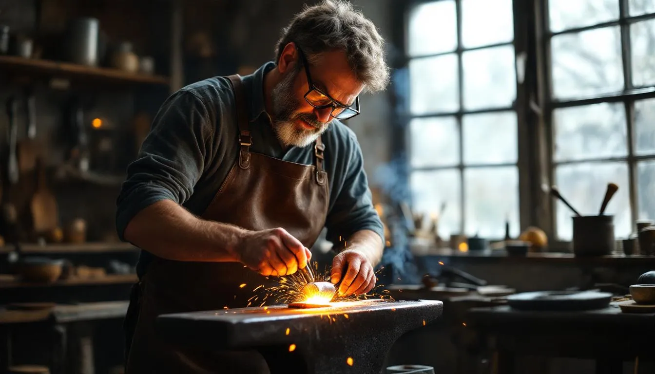 Editorial photograph representing the concept of silversmithing
