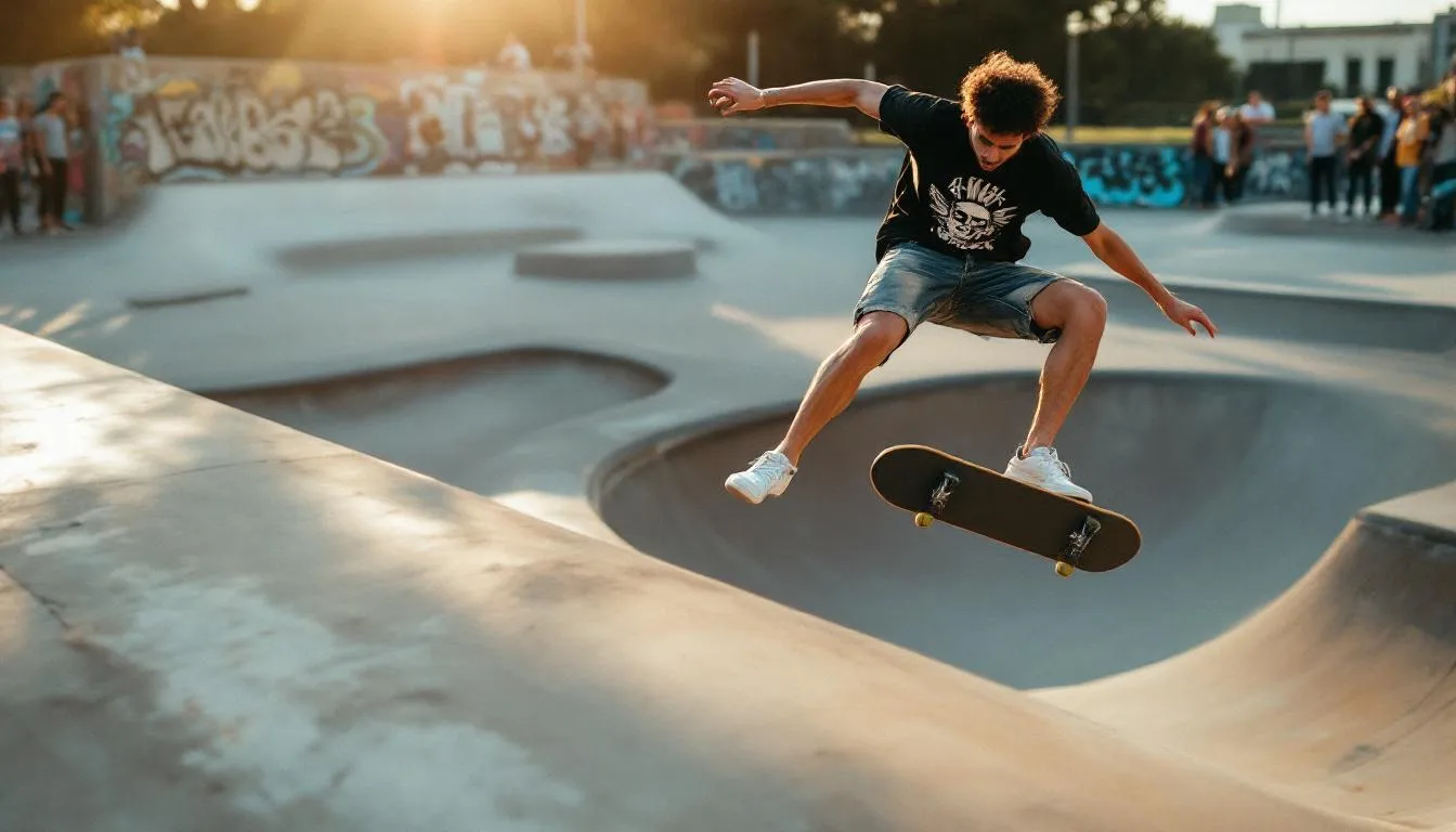 Editorial photograph representing the concept of skateboarding