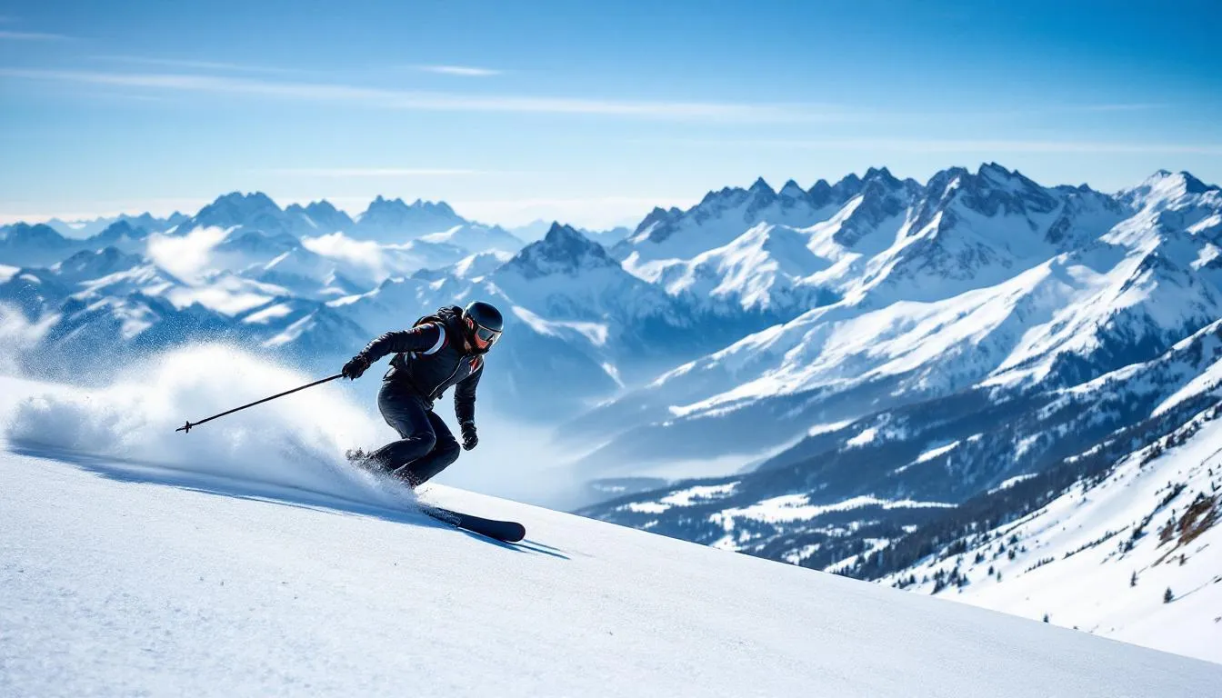 Editorial photograph representing the concept of skiing