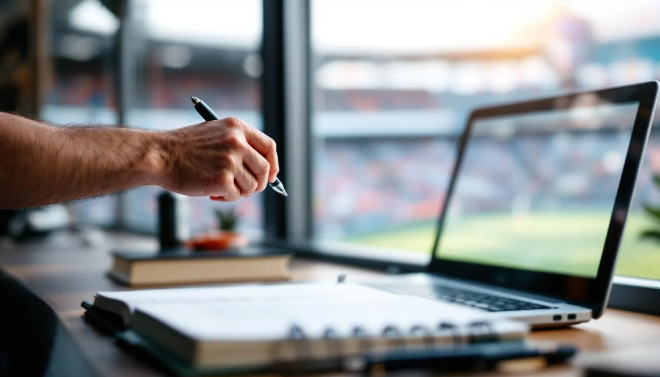 Editorial photograph representing the concept of sports writing